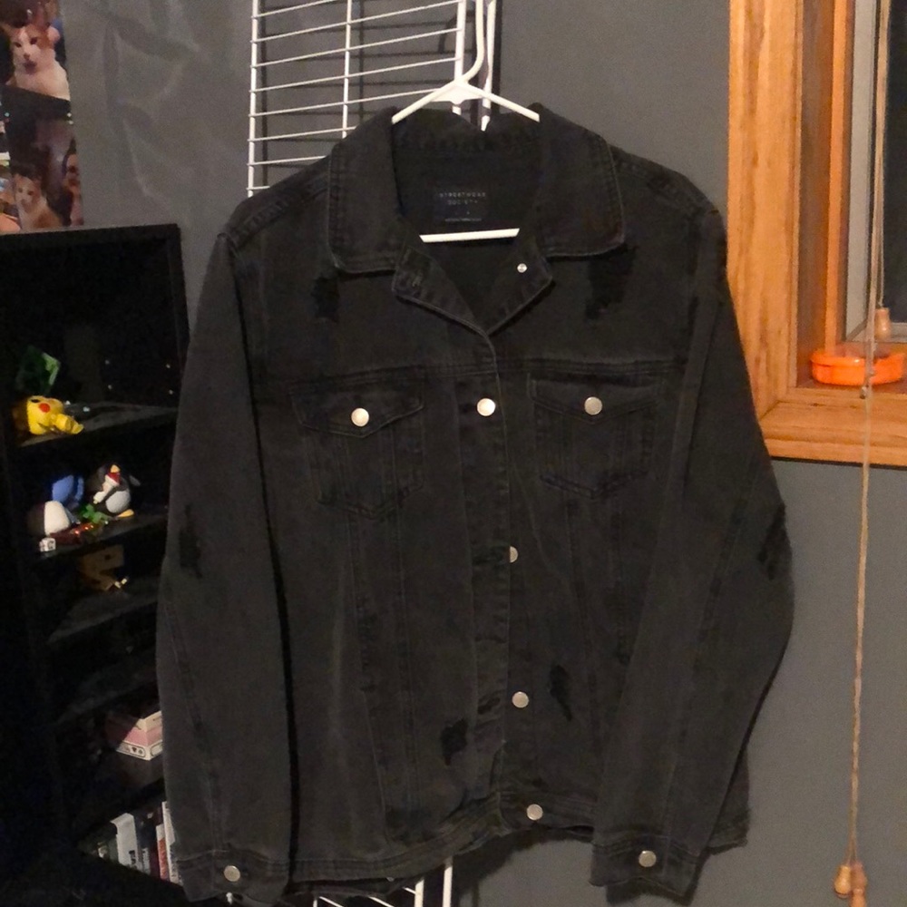 L streetwear society, black jean denim jacket
